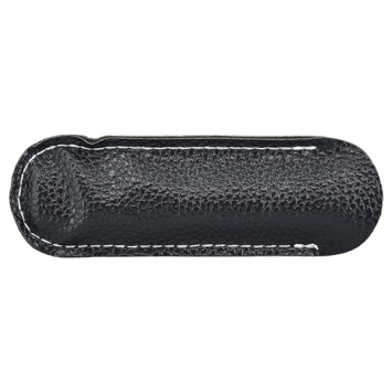 étui noir pour couteau pliant higonokami, couture blanche, vue de dessus