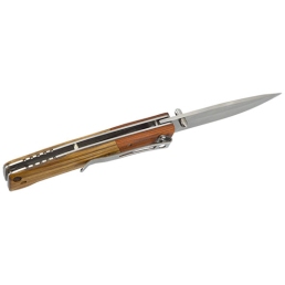 Couteau pliant  JKR0795 Manche en bois et lame de 8.7 cm prise en main directe