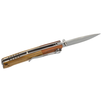 Couteau pliant  JKR0795 Manche en bois et lame de 8.7 cm prise en main directe