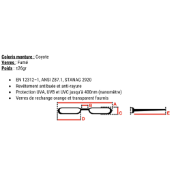 Lunettes tactiques Apache SWISSEYES Kit 3 verres : fumé monté, orange et transparent fournis.