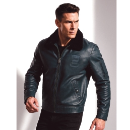 Blouson cuir pilote homme vachette pleine peau, col et doublure amovibles