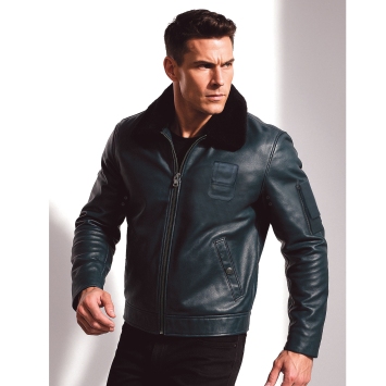 Blouson cuir pilote homme vachette pleine peau, col et doublure amovibles