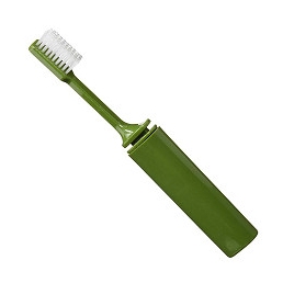 Brosse à dents de voyage pliable BCB env. 16 à 16,5 cm ouverte pour un usage normal.