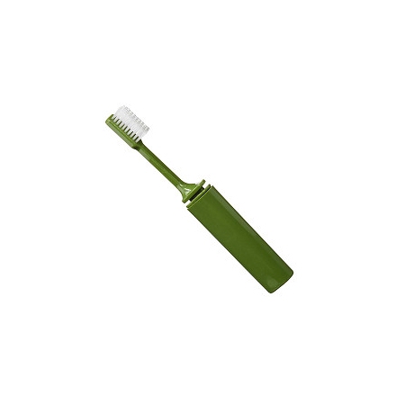Brosse à dents de voyage pliable BCB env. 16 à 16,5 cm ouverte pour un usage normal.