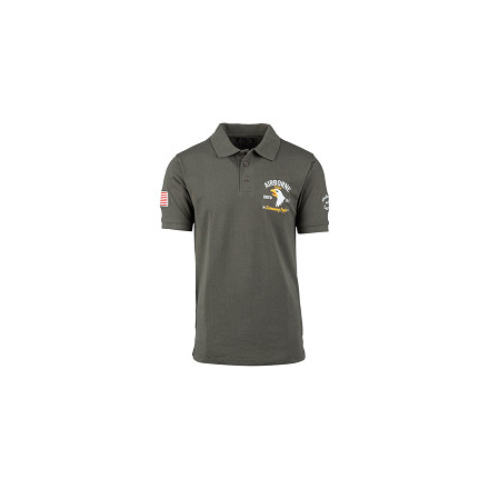 Polo militaire 101st Airborne Screaming Eagles vert — 100% coton