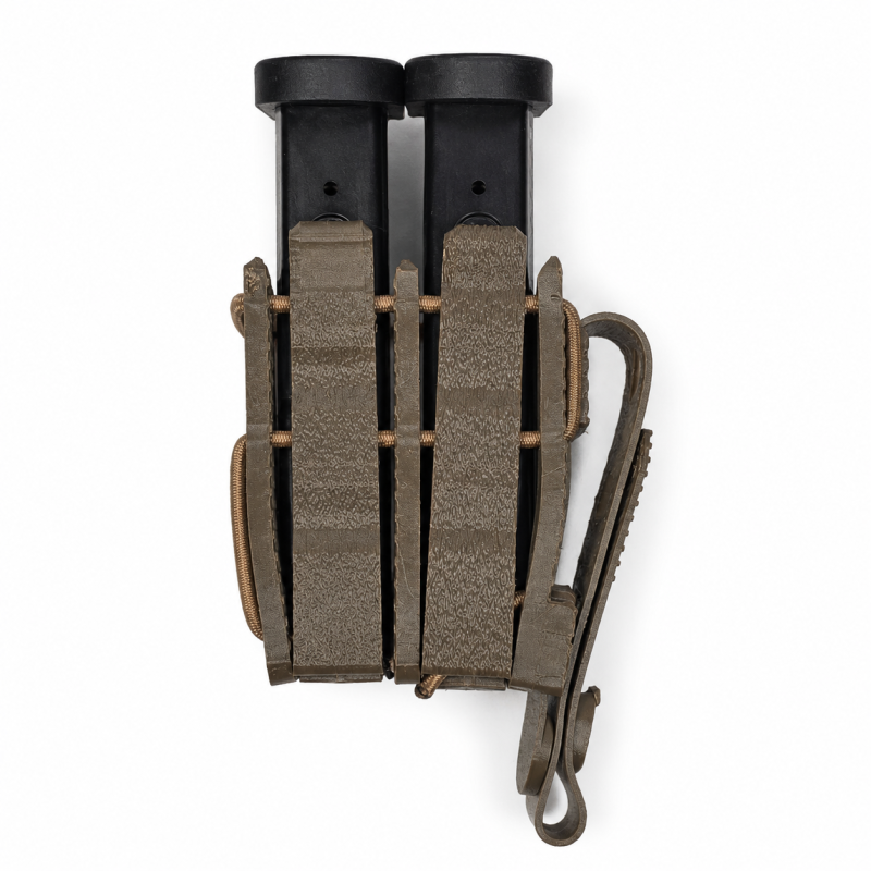 porte-chargeur double 9mm molle coyote marron vue profil gauche