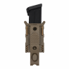 détail fixation molle pals du porte-chargeur 9mm coyote marron, passants et coutures renforcées