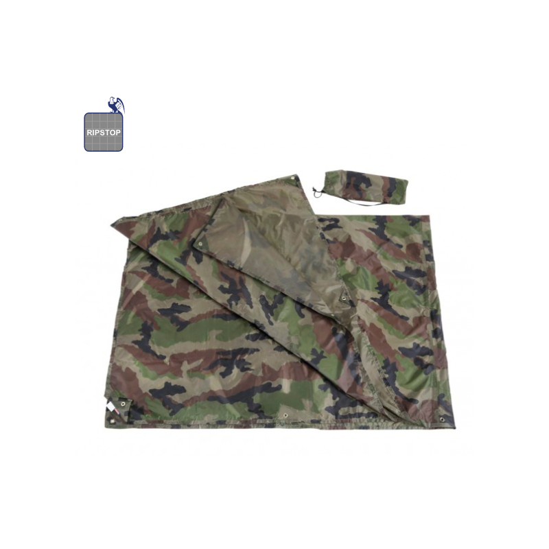 Bâche Ripstop camouflage CE 2 x 3 m — Polyester enduit PU avec œillets renforcés