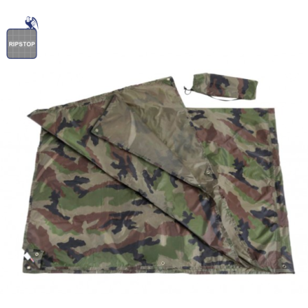 Bâche Ripstop camouflage CE 2 x 3 m — Polyester enduit PU avec œillets renforcés