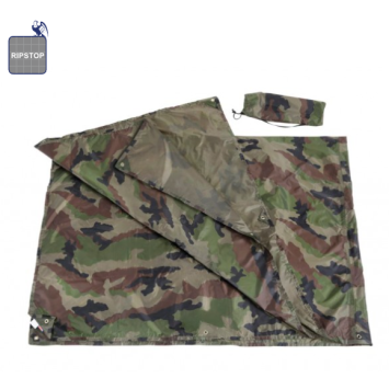 Bâche Ripstop camouflage CE 2 x 3 m — Polyester enduit PU avec œillets renforcés