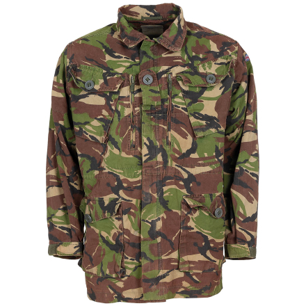 Veste militaire DPM britannique occasion 4 poches à rabat boutonné + 1 poche de bras.