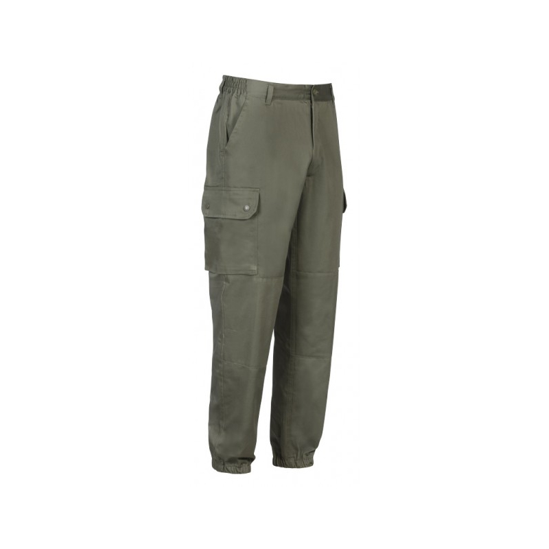 Pantalon F2 Treillis satin Vert  Zip, renforts genoux, bas élastiqués, CityGuard