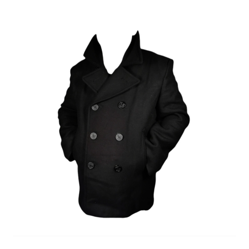 Caban US Navy Mil-Tec noir Extérieur : 50 % laine, 50 % viscose