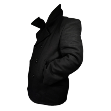 Caban US Navy Mil-Tec noir Fermeture croisée : double rangée de grands boutons motif ancre