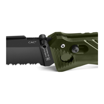 Couteau CAC Serration TB Outdoor fabriqué en France, conçu comme un couteau pliant de terrain