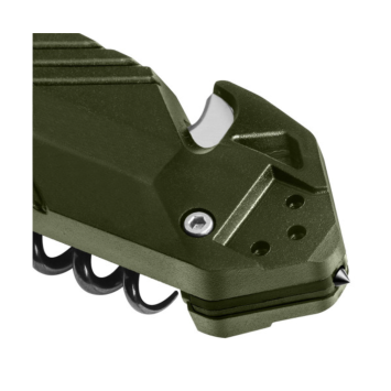 Coupe-sangle intégré pour cordages, sangles et ceintures.