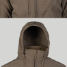 Veste softshell Mil-Tec SCU 14 conçue pour le terrain, l'airsoft, la randonnée, Capuche intégrée dans le col,