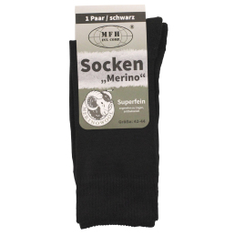 Chaussettes noires avec 40 % de laine mérinos