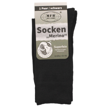 Chaussettes noires avec 40 % de laine mérinos