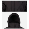 Capuche intégrée dans le col, poignets réglables et bas ajustable.