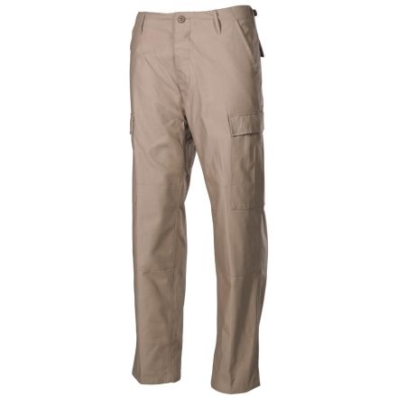 pantalon militaire bdu parks beige, vue de face trois-quarts, poches cargo visibles
