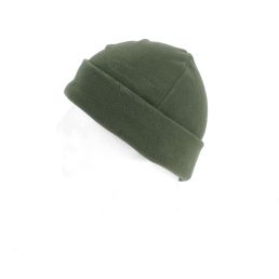 bonnet polaire vert 100% polyester vue de profil