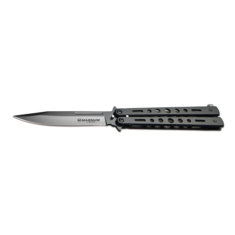 Couteau papillon Balisong All Black de la marque boker vu de profil