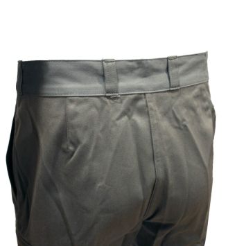 treillis f2 satin vert, vue de dos, renforts genoux et passants de ceinture