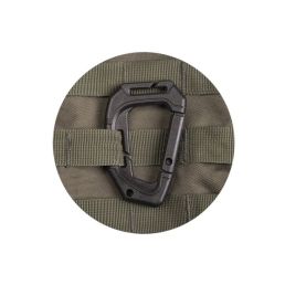Mousqueton tactique molle Polyoxyméthylène : matière légère et rigide pour un usage terrain utilitaire.