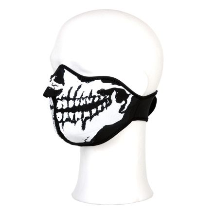 Masque protection en néoprène noir avec motif squelette