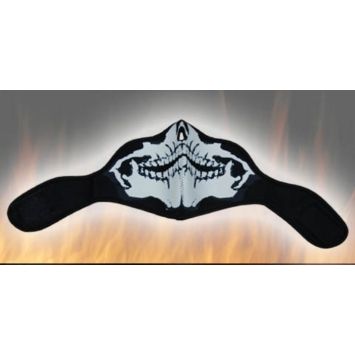 Masque protection en néoprène noir avec motif squelette