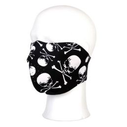 Masque en néoprène noir avec motif tête de mort