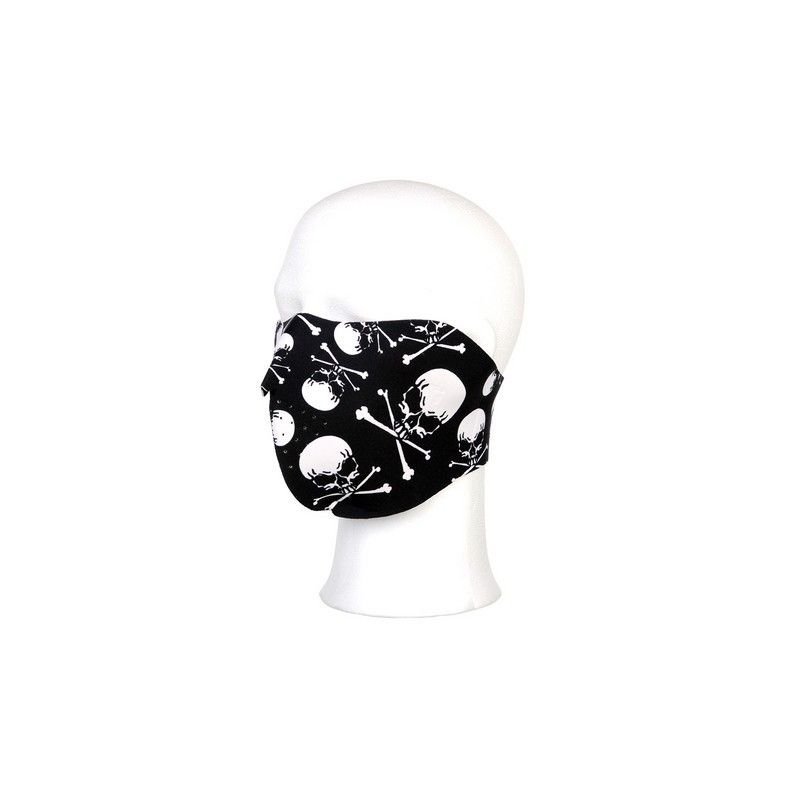 Masque en néoprène noir avec motif tête de mort