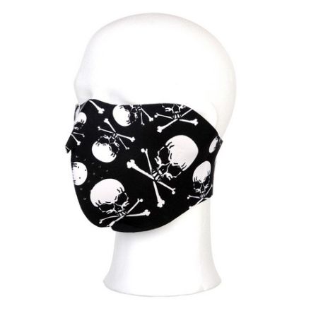 Masque en néoprène noir avec motif tête de mort