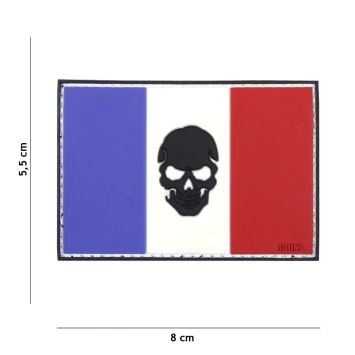 Écusson 3D PVC Drapeau France avec Tête de mort