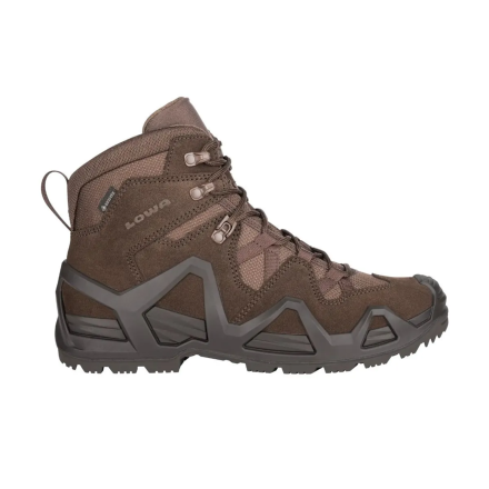 lowa zephyr mk2 gtx mid coyote op, profil droit, tige mid-cut cuir velours cordura, châssis monowrap visible