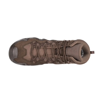 lowa zephyr mk2 gtx mid marron, vue de dessus, laçage complet et col rembourré