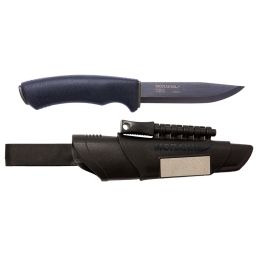 Bushcraft Survival black - Lame 109mm - Manche Caoutchouc - Etuis Polymère