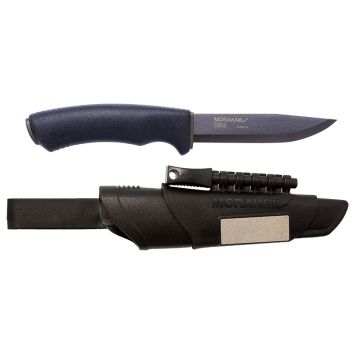 Bushcraft Survival black - Lame 109mm - Manche Caoutchouc - Etuis Polymère