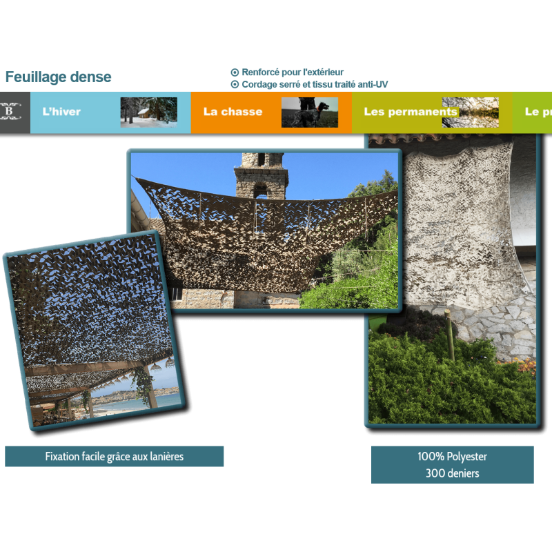 Filet de Camouflage et d'Ombrage d’extérieur 80 % d’occultation 5m*5m CAMO CE