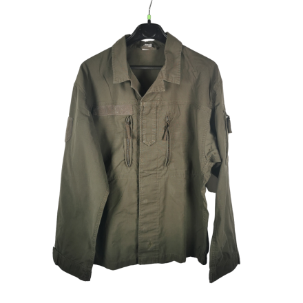 veste militaire autrichienne ripstop olive, vue de face, poches poitrine zippées, occasion