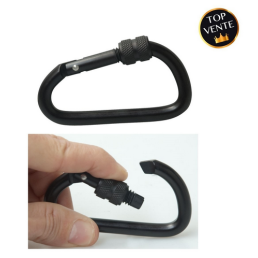 Mousqueton aluminium Noir 6 cm