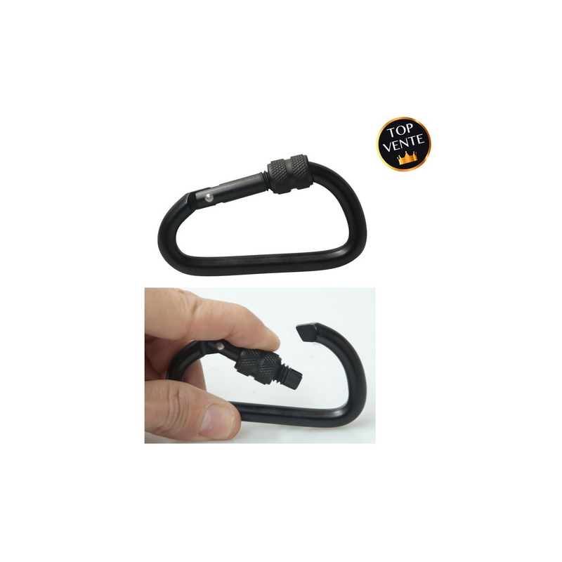 Mousqueton aluminium Noir 6 cm