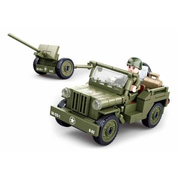 Jeep alliée avec canon anti-aérien WW II SLUBAN