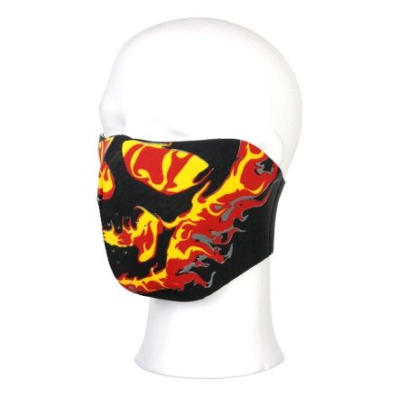 Masque de protection en néoprène noir avec motif flamme