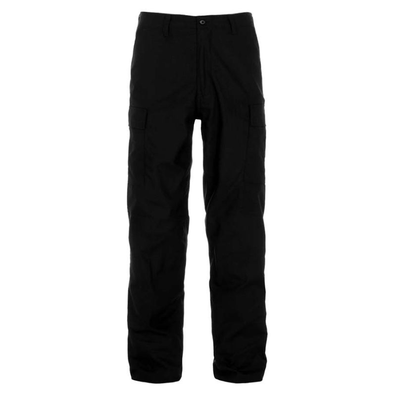 pantalon militaire bdu parks noir, vue de face, poches cargo visibles
