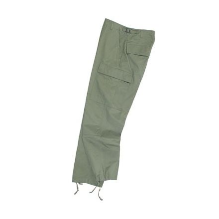 pantalon militaire bdu parks beige, vue de face trois-quarts, poches cargo visibles