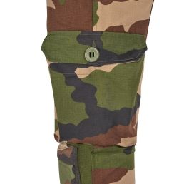 pantalon treillis opex cce, détail poche cargo à soufflet, bouton de fermeture