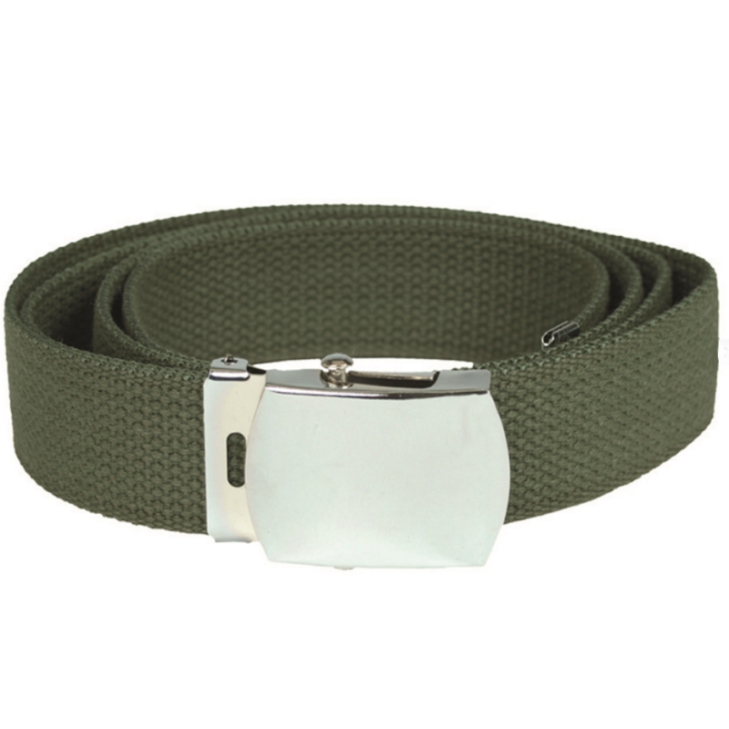 Ceinture US toile coton Boucle argentée vert