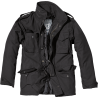 veste m65 classic brandit noire, vue de face ouverte, doublure amovible, poches cargo, cordons de serrage
